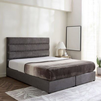 Curvy Linear King Upholstered Bed - 180x200 cm