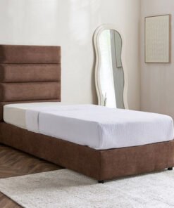 Curvy Linear Upholstered Single Bed - 90x200 cm