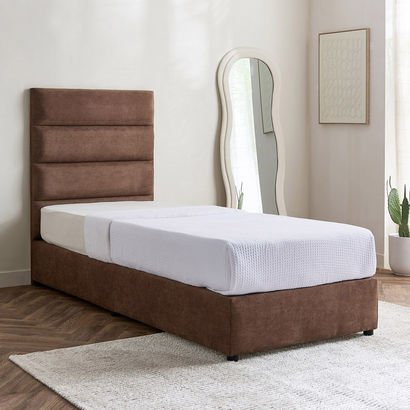 Curvy Linear Upholstered Single Bed - 90x200 cm
