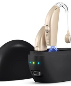 Hearing Aids, Hearing Aids For Seniors With Hearing Loss, Noise Cancellation, Volume Control, Rechargeable, With Portable Charging Case, Black
