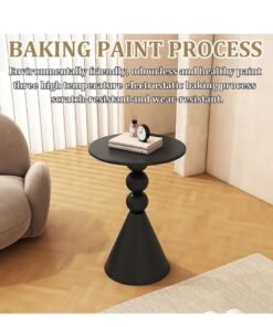 Alternative view of XiuWoo Round End Table, Iron Structure Side Table small round table for Living Room, Modern Home Décor Bedside Table Retro Circle Center Table Coffee Table, for Bedroom Outdoor Indoor, Black