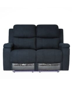 DANUBE HOME Paladin 2-Seater Fabric Recliner Sofa with LED Lights & Cup Holder - Stylish Blue Recliner for Living Room - Comfortable Seating Sofa