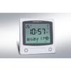 AL-HARAMEEN Digital Azan Table Alarm Clock Square Shape Carbon Fibre Silver/Black 22.5x21.5cm