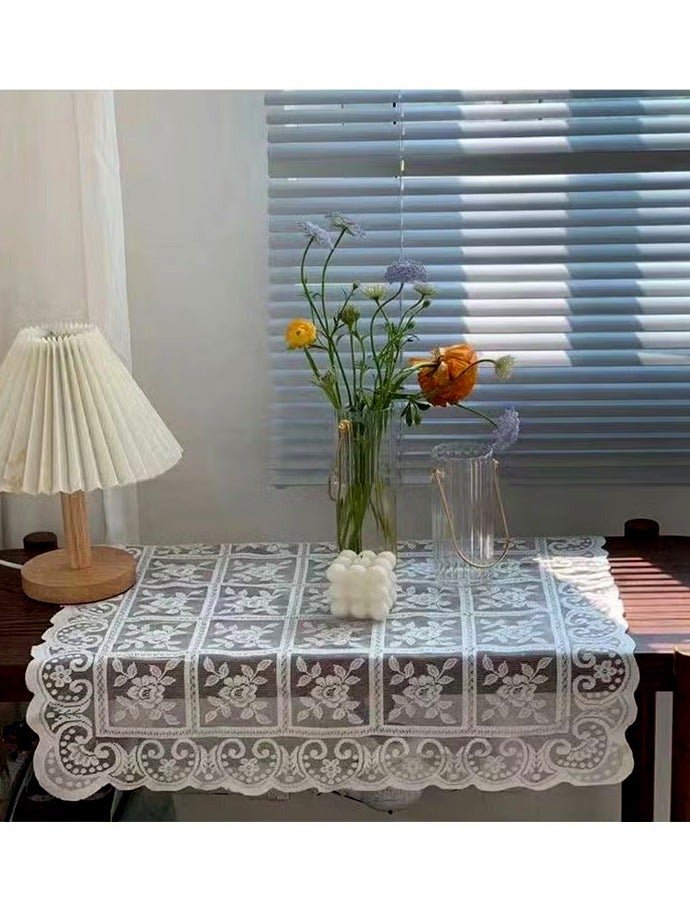 Macrame Lace Table Doilies Square Bedside Tablecloth Nightstand Cover Coffee Dining Tables Centerpiece Small Table Cloth Vase Mat (Pure White 60*60cm)
