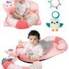 vocheer Baby Play Mat for Infants, Soft Foam Activity Gym with Detachable Tummy Time Pillow, Sit-Me-Up Floor Seat for Newborns & Toddlers, Portable, Reversible, Pink