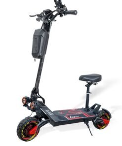 Crony G10 1500W×2 E-Scooter, Max Range 75KM, Up to 75km/h, 10" All-Terrain Tires, NFC Lock, 48V 25AH Battery, Foldable Off-Road Electric Scooter for Adults, Hydraulic Oil Brakes, Dual Suspension, Impressive Top Fast Speed Brushless Motor, Heavy Duty Portable E-SkateBoard, LCD Display, LED Base Light, Mobile Holder, Seat, Front Bag, App-Compatible High-Capacity Urban Commuter E-Bike, Red