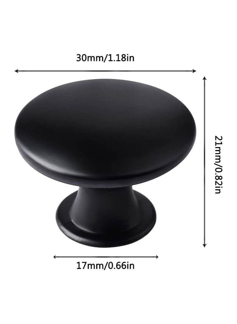 RATSAW 12 Pcs 30mm Black Cupboard Knobs Kitchen Cupboard Handles Cabinet Door Knobs Vintage Matted Round Drawers Cupboard with 12 Screws - Image 2