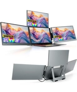 V2COM 15.6” Quad Screen Laptop Extender with Three External Displays, FHD 1080P IPS, 350 Nits, USB-C/USB-A, Portable Monitor for Business Multitasking