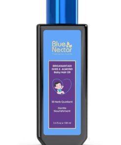 Blue Nectar Ayurvedic Baby Hair Oil with Organic Ghee, Almond Oil, Coconut Oil & Olive Oil for Hair and Scalp (18 Herbs, 100 ml)