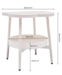 Alternative view of XICEN 2 Tier Side Table with Storage Shelf, Plastic End Table Sofa Couch Table, Modern Flower Shaped Tea Table Coffee Table, Mid-Century Style Bedside Tables, Suitable for Bedroom/Hallway/Study Room/Office