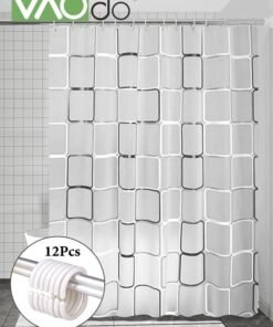 VAOdo Shower Curtain Liner With Plastic Hanging Ring Colored Triangle PEVA Shower Curtain with Rustproof Metal Grommet and 3 Magnetic Weights Odor Free Shower Liner 180*200 CM