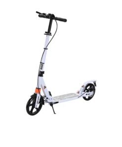 CityRiya-Long Adult & Teen Kick Scooter,Urban Commuter Foldable Scooter,3-Level Height Adjustable, Disc Brakes & PU Wheels,Aluminium Frame, Shock Absorption, 100kg Load(YS-CT888-White)