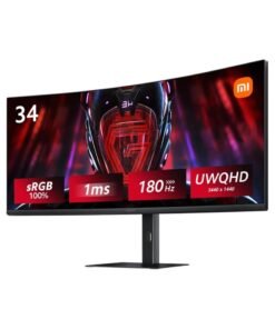 Xiaomi 34 inch MI Curved Gaming Monitor G34WQi  1ms Fast Response 21:9 180Hz High Refresh Rate 1500R Curvature WQHD 3440x1440 Resolution sRGB Wide Colour Gamut Free-Sync C34WQBA-RGGL Global Version Black