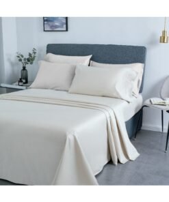PHF Fitted Sheet 800 Thread Count Satin 100% Egyptian Cotton Natural Soft Durable Breathable Double Size (137cm x 190cm) with 40cm deep pocket, Cream