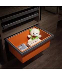 eurocliq Pull-Out Clothes Basket – Sliding Wardrobe Drawer for Delicates with Aluminium Frame, Soft Glide, 30kg Load Capacity