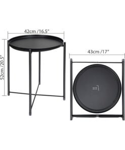 Alternative view of SKY-TOUCH Tray Table with Detachable Tray Top, Round Metal Coffee Table Waterproof Removable Tray Table