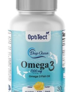 OptiTect Lemon Flavored Omega 3 Fish Oil, Lemon Flavored, Joint Support, Immune Support, Deep Ocean30 Vegan Liquid Capsules, 1300 mg