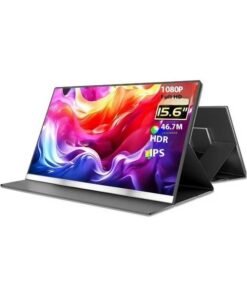 V2COM 15.6" Portable Monitor, Ultra-Slim Narrow Bezel Full HD 1080P IPS Display, USB-C & HDMI Connectivity, Matte Anti-Glare Screen, Built-In Protective Case, Lightweight External Monitor for Laptop