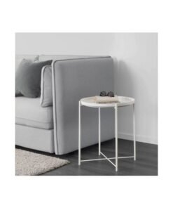 Alternative view of ZENHOME Round Steel Table White 45x53x45cm