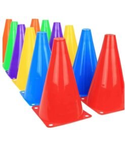 Coolchic Traffic Cones - 12 Pack Soccer Football basketball Training Cones for Outdoor Activity & Festive Events Random Colorful Colors(7Inch/18cm)