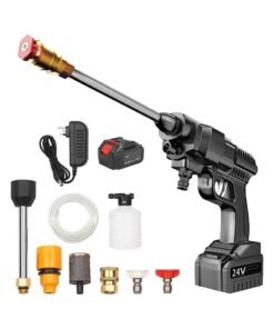 24V Cordless Mini Pressure Washer – Rechargeable 5600mAh Battery-Powered Water Gun for Car Washing and Gardening