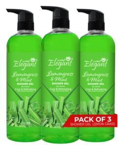 Elegant 3-Pieces Lemongrass & Mint Shower Gel 1 Liter