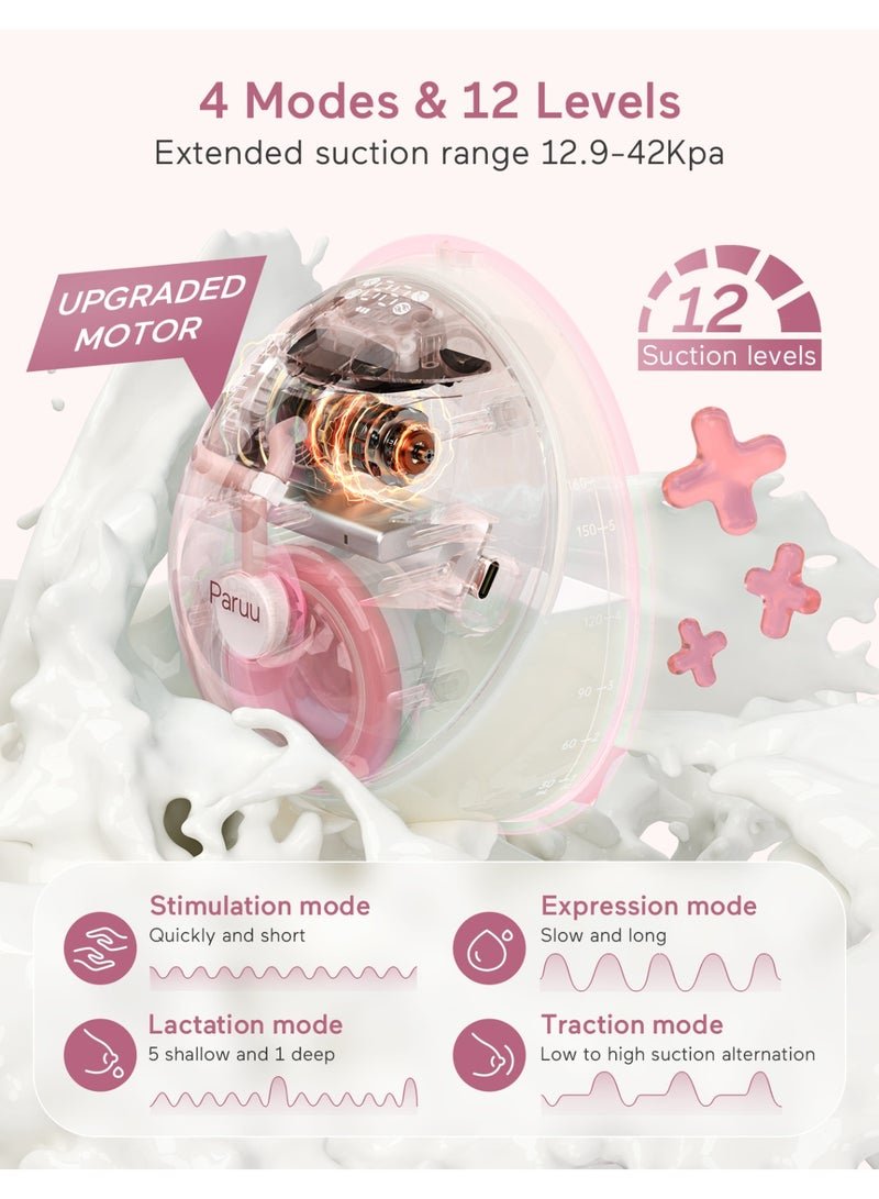 Paruu P20 Electric Hands Free Wearable Breast Pump With Strong Suction, Low Noise, 4 Modes And 12 Levels - Image 2