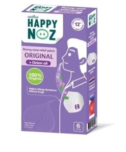 Happy Noz Runny Nose Relief Patch Original + Onion Oil | 100% Organic Herbal Nasal Patch | Long-Lasting 12H Freshness | Relieves Blocked Nose, Cold & Allergy Symptoms