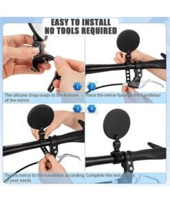 SUNDAREE Bike Mirror, Bicycle Cycling Rear View Safe Mirrors, Adjustable Rotatable Handlebars Mounted Plastic Convex Mirror for Mountain Road Bikes - Image 4