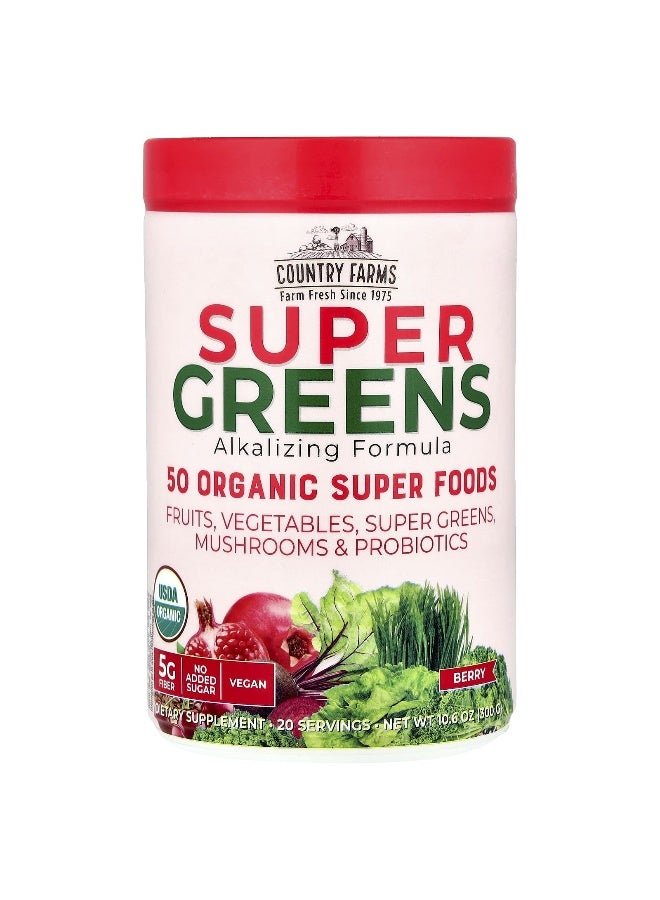 Country Farms, Super Greens, Alkalizing Formula, Berry, 10.6 oz (300 g)