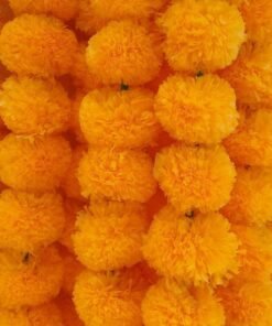 Shreeji Artificial Marigold Garland – Pack of 5, 5.1 ft Each | 34 Flowers per String | 3-Inch Blooms – Largest & Longest in Market | Indian Festival & Wedding Decor