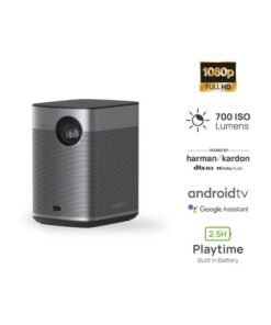 XGIMI Halo+ Full HD Long Throw Portable Projector, 700 ISO Lumens, Up to 200 Inch Screen Size, 2x 5W Harman/Kardon Speakers, Built-in 2.5Hrs Battery, for Home/Office/Camping/Travel - Space Grey