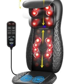 SKY LAND Neck & Back Massager with Heat, Full Back Kneading Shiatsu or Rolling Massage, Adjustable Intense Vibration Massage Seat Pad with Height Adjustment -EM-5227