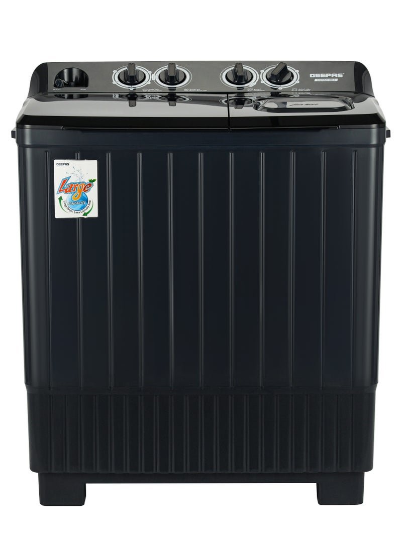 GEEPAS Semi Automatic Twin Tub Washing Machine | Equipped with Big Pulsator and Spin Dry | Efficient Performance and Classic Design | Perfect for Home, Apartments, etc. | 14 kg 700 W GSWM18054 Black