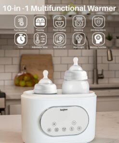 BAYBEE 10-in-1 Baby Double Bottle Warmer for Baby Milk & Food | Electric Double Bottle Sterilizer & Heater with LED Touch, Timer, Auto Shut-Off, Night Light | Baby Bottle Warmer for Breastmilk, Food Heating, Defrosting & Sterilizing with BPA-Free - Image 3