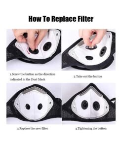 Anti-Pollution Face Mask Dust mask Reusable Respirators Unisex Mouth mask Cycling Mask Adjustable for Allergies Woodworking,Cycling, Running,Outdoor Sports, Equipped with 3 replaceable breathing valves,Black - Image 5