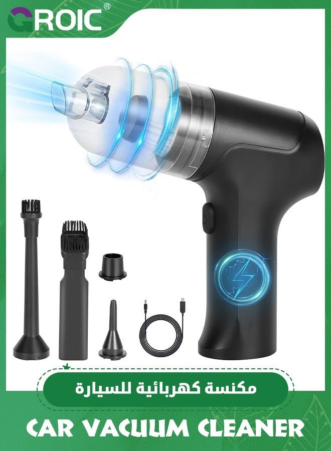 GROIC Compressed Air Duster and Mini Vacuum, 3-in-1 Car Cordless Keyboard Cleaner, USB Rechargeable Electric Air Duster for Computer Keyboard