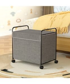 XiuWoo Extra Large Rolling Fabric Storage Bin with Wheels Collapsible Organizer for Toys, Stuffed Animals, and Household Items, Hand Washable Metal Frame Design, Household Item Organizer Collapsible Design Easy Mobility Wheels, Toy Storage