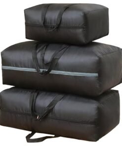 Swift 3 Pcs Large Storage Bags Waterproof Heavy Duty 600D Oxford Moving Bags, Closet Organizer Bags Ideal For Bedding, Duvets, Pillows, Laundry, Clothes or Moving home, Full Black