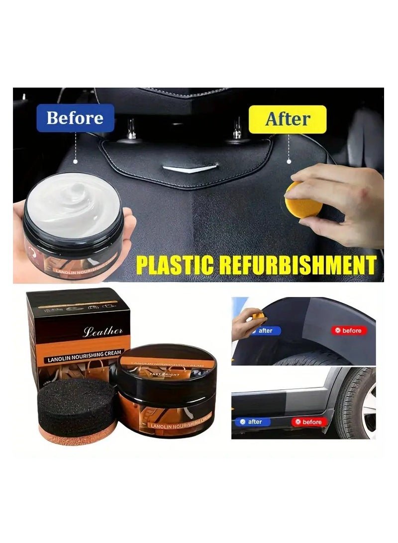 1pc 100ml Car Leather Plastic Nourishing Repair Paste Restore Original Gloss Plastic Leather Parts Refurbishment Paste With Sponge Long Lasting Coating Paste