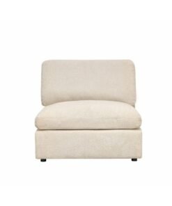 DANUBE HOME Neithan Beige Armless Fabric 1 Seater Sofa – Minimalist Single Seat Fabric Chair, Modern Compact Sofa For Living Room Or Reading Nook