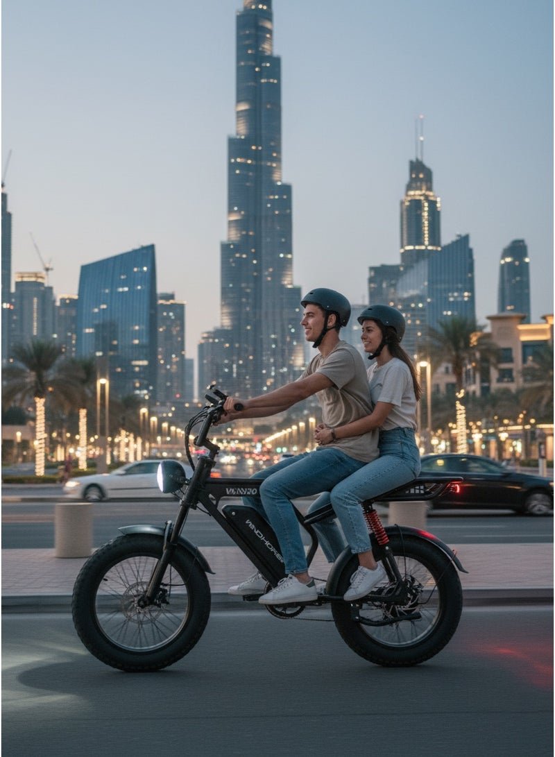 Wind Horse V8 PRO Electric Bike – 750W Gear Hub Motor, 48V 16.6AH Battery, 50KM/H Speed, 45KM Range, 20-Inch Fat Tires, Dual Suspension, Shimano 7-Speed, Carbon Alloy Frame, Dual Disc Brakes - Image 2