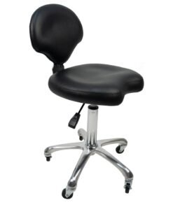 Adjustable Pully Stool with Backrest Swivel Seat Rolling Wheels for Studio Dental Office Salon and Counter Home Desk Chairs- Black