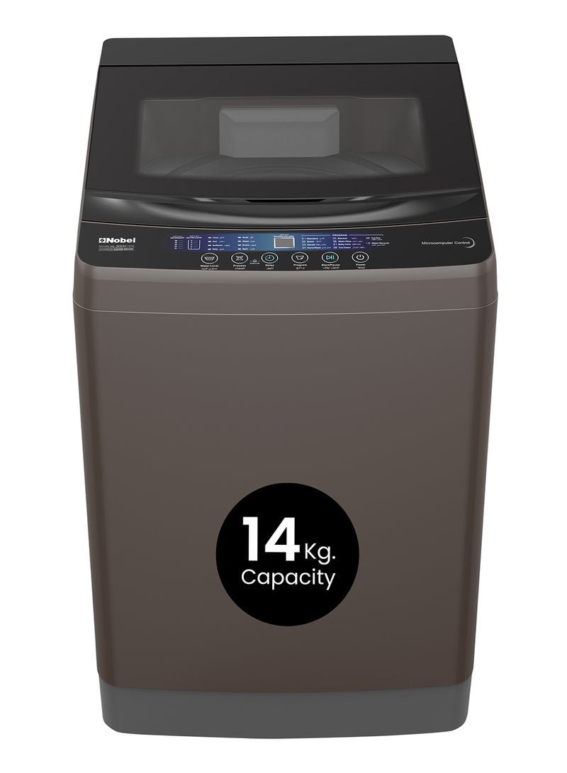 Nobel 14 Kg Capacity Top Load Washing Machine, Electronic Control, LED Digital Display, 10 Programs, Aluminum Motor, Stainless Steel Drum, Energy-efficient 3-Star Rating 14 kg - NWM1600 (1 Year Warranty) 14 kg NWM1600 Grey