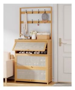 ZCM-HAPPY Flip Door Shoe Cabinet Hanger Integrated Household Doorway Multi-functional Shoe Rack Storage 100*32*188 CM