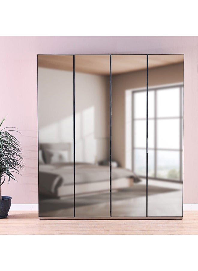 DANUBE HOME Defne 2 Meter Wardrobe Extra Sturdy Closet, Clothes Storage Cupboard Modern Design Space Saving Swing Door Cabinet For Bedroom L 203x61x230 cm Cream/Black