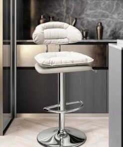 Bar Stools Height Adjustable with Backrest, 360° Swivel Bar Chairs with Backrest, Metal Footrest, Counter Stool, Modern Swivel Stool, Bistro Stool,White