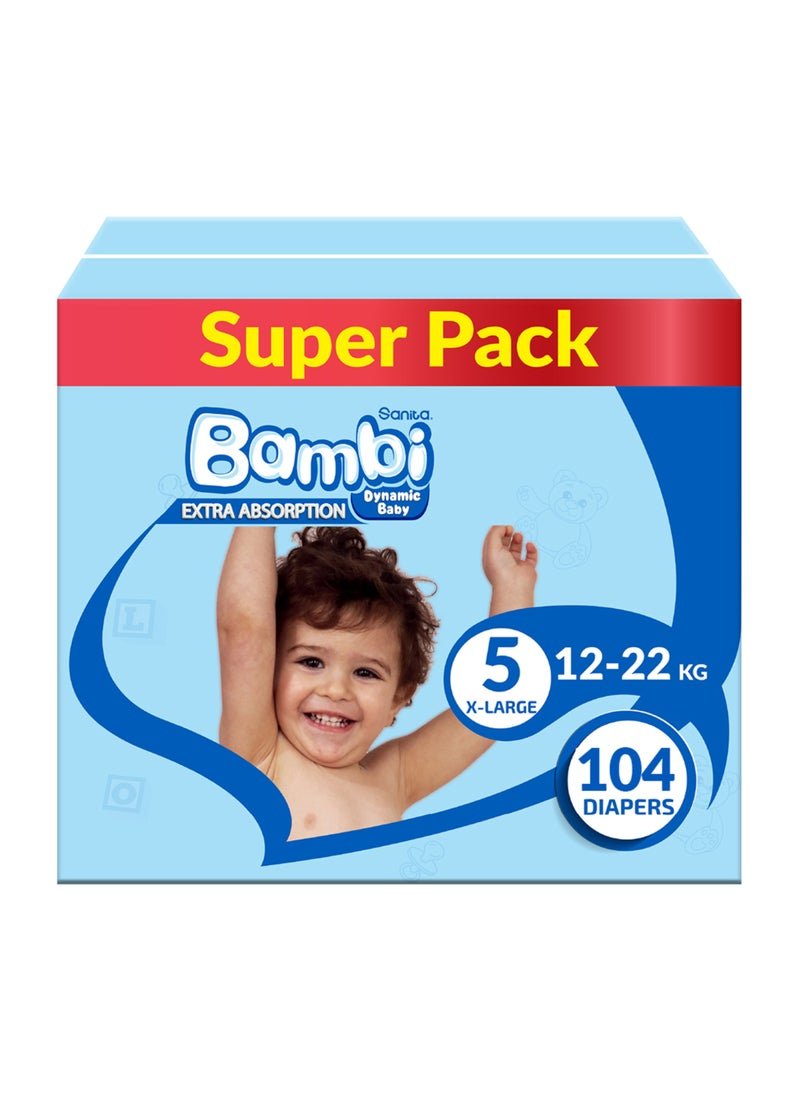 Sanita Bambi Baby Diapers Super Pack Size 5 X-Large 12-22 Kg