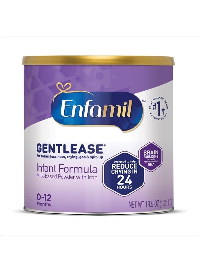 Enfamil Gentlease Baby Formula, Clinically Proven to Reduce Fussiness, Crying, Gas & Spit-up in 24 hours, Brain-Building Omega-3 DHA & Choline, Baby Milk, 19.9 Oz Powder Can