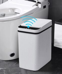 Garlo Bathroom Smart Touchless Trash Can - 3 Gallon Automatic Motion Sensor Rubbish Can with Lid Electric Waterproof Narrow Small Garbage Bin for Kitchen, Office, Living Room, Toilet, Bedroom,White